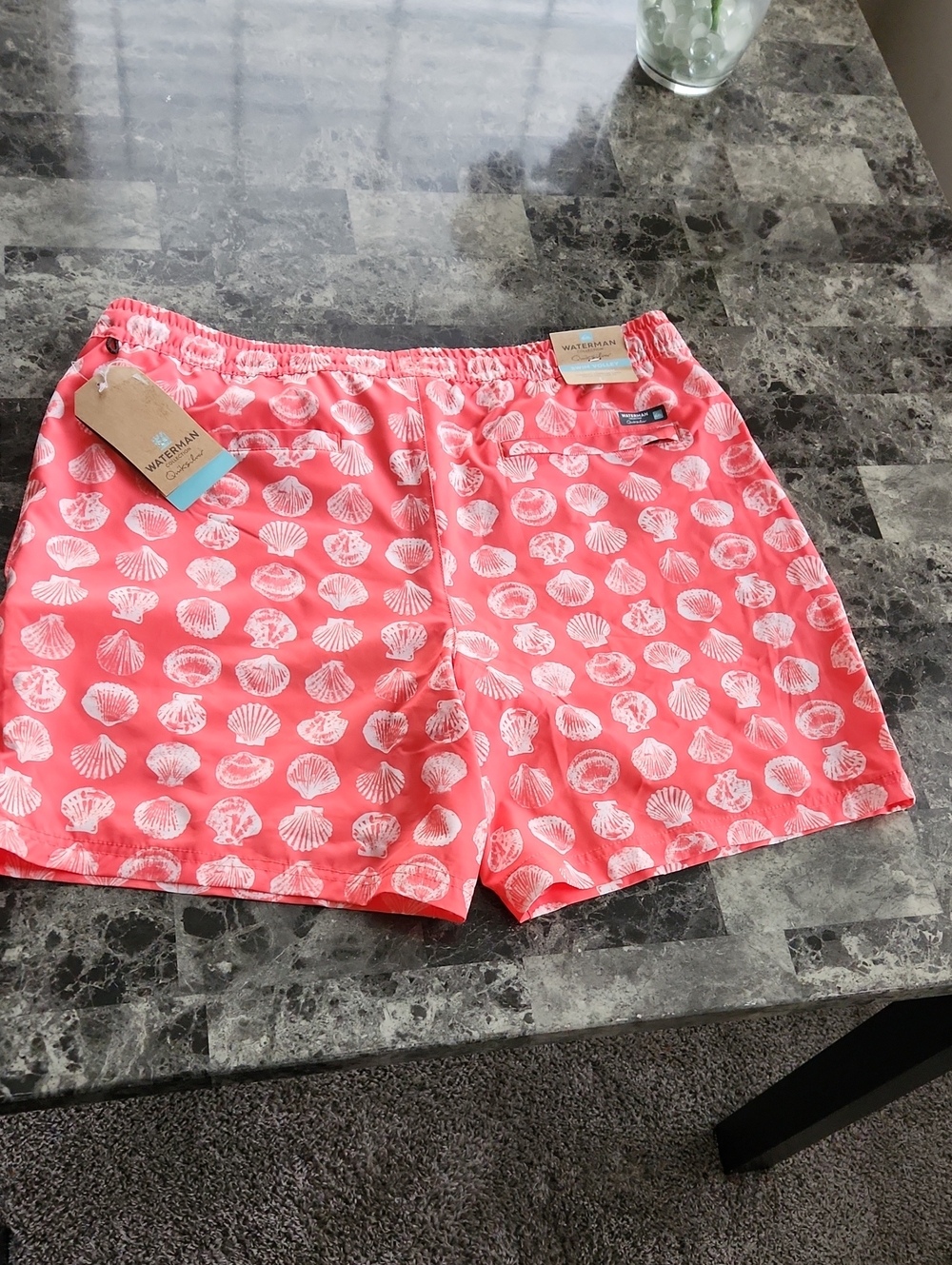 Quiksilver Coral Swim Trunks with White Shell Print